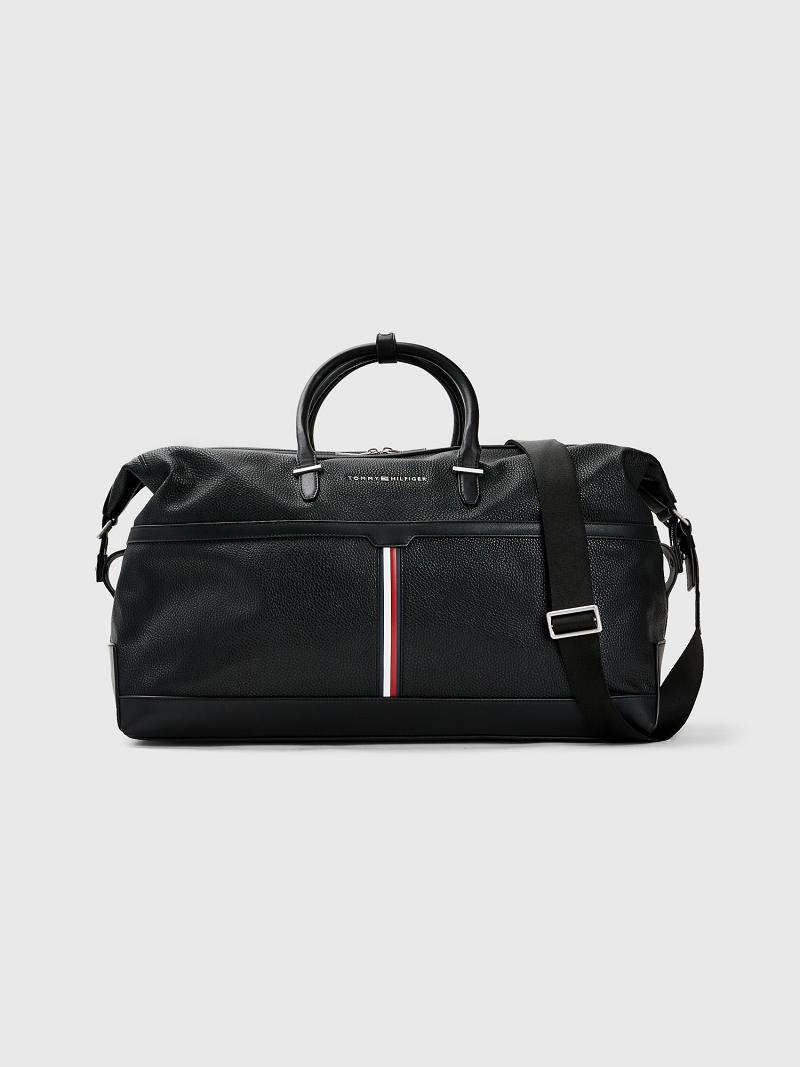 Férfi Tommy Hilfiger Stripe Duffle Táska Fekete | HU 1488YXF